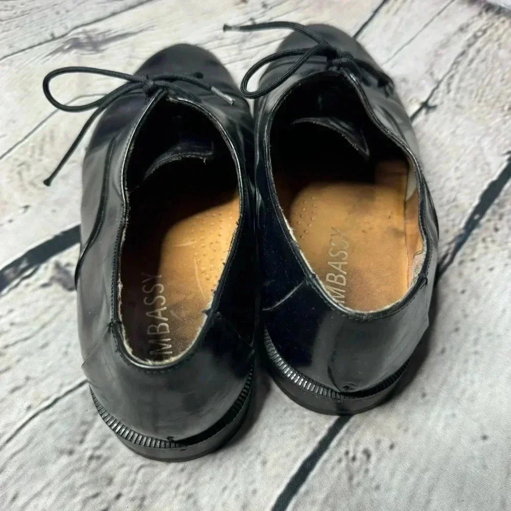 Embassy Black Leather Oxford Dress Shoes Lace Up Casual Shoes size 9.5 - Picture 7 of 11